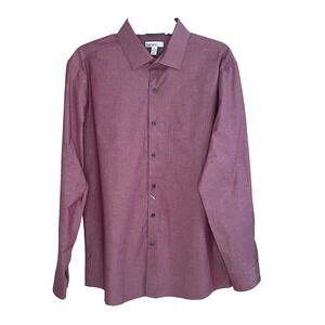 NWOT Bar III Men's Dusty Rose Mauve Button-Up Shirt Slim Fit Cotton Stretch‎ L